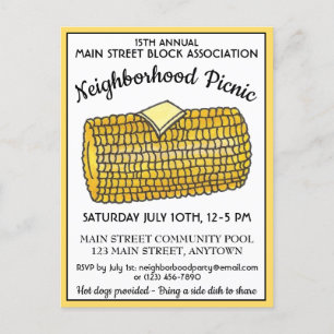 Cartão Postal De Convite Milho no Partido do Bloco de Cookout da Reunião do