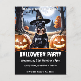 Cartão Postal De Convite Miniatura, Festa de Halloween Schnauzer