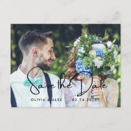 Cartão Postal De Convite Mínimo e Chic | Foto Casamento Salvar Data