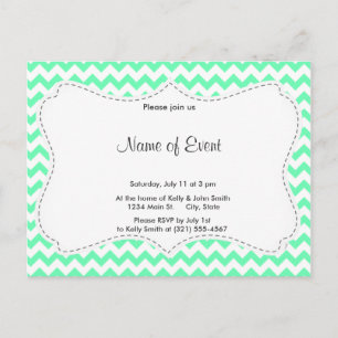 Cartão Postal De Convite Mint Green Chevron