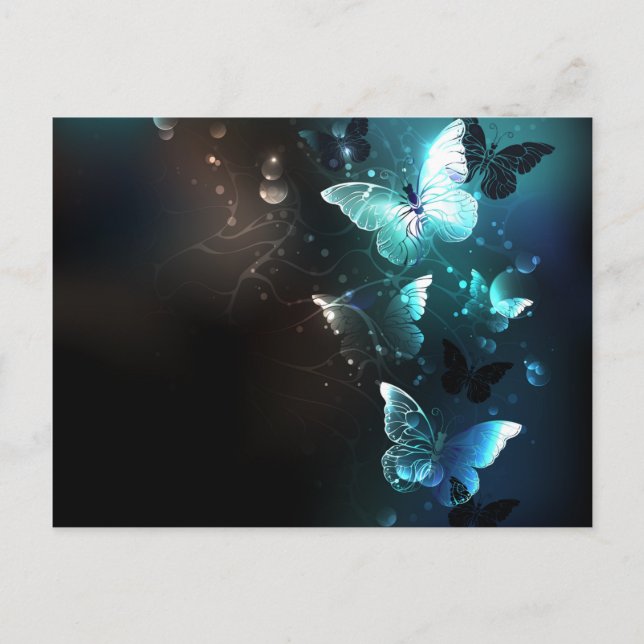 Cartão Postal De Convite Mint Night Butterflies (Frente)