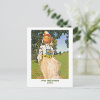 Cartão Postal De Convite Miss Halloween 2026/Mulher de Palha/convite de fes