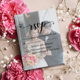 Cartão Postal De Convite modern calligraphy faded photo rsvp wedding