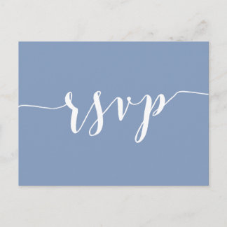 Cartão Postal De Convite Modern Dusty Blue Wedding RSVP Postcards