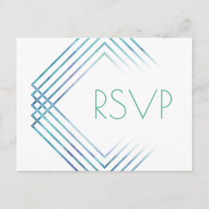 Cartão Postal De Convite Modern Geométrico Watercolor RSVP de opções de r
