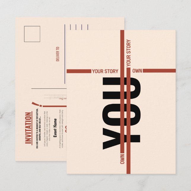 Cartão Postal De Convite Modern Motivational Event Invitation Card | Semina (Frente/Verso)