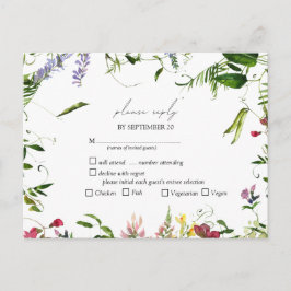 Cartão Postal De Convite Modern Summer Wildflower Watercolor Casamento RSVP