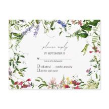 Modern Summer Wildflower Watercolor Casamento RSVP