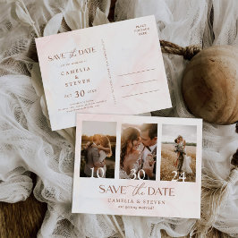 Cartão Postal De Convite Modern Wedding Save The Date Photo Collage Simple