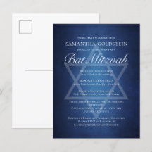 Moderna Tipografia Azul e Branco Formal Bat Mitzva
