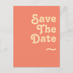 Cartão Postal De Convite Moderno Retro   Coral Save The Date