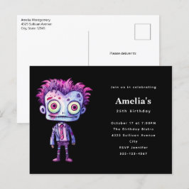 Cartão Postal De Convite Monstro engraçado de Frankenstein Aniversário dive