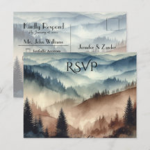 Montanhas Dusty Blue e Mocha Brown Casamento RSVP
