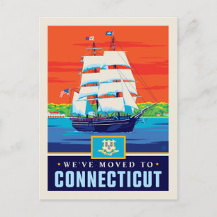 Cartão Postal De Convite Mudamos para Connecticut