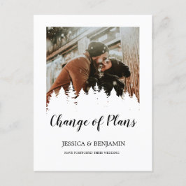 Cartão Postal De Convite Mudança de planos com script de árvore do pinheiro