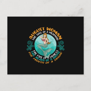 Cartão Postal De Convite Mulher de Agosto Alma de Sereia Leão Zodíaco Anive