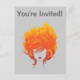 Cartão Postal De Convite Mulher Ruiva, Cabelo Vermelho