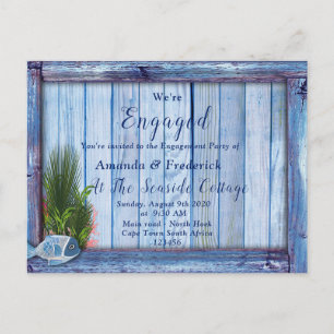 Cartão Postal De Convite Mundos submarinos & textura de madeira azul Engaja
