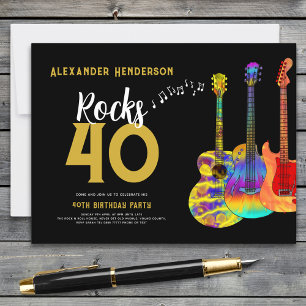 Cartão Postal De Convite Música para Festa de 40 Anos de Violão Rocks 40