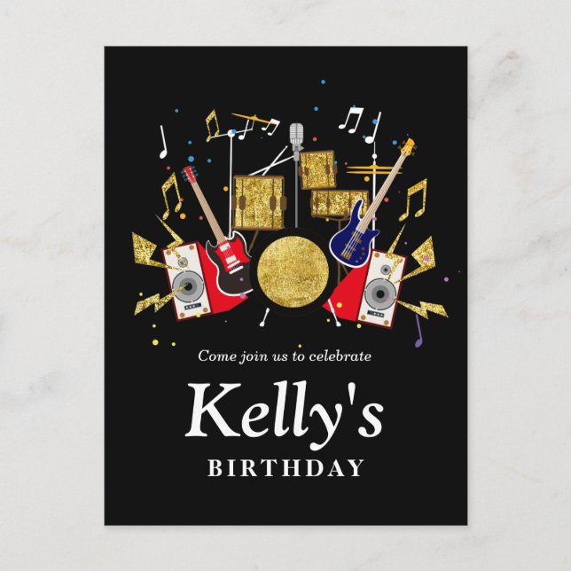 Cartão Postal De Convite musical de grupo de violão (Frente)