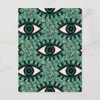 Cartão Postal De Convite "Mystic Emerald Eyes" - Psychedelic Swirl Seamless