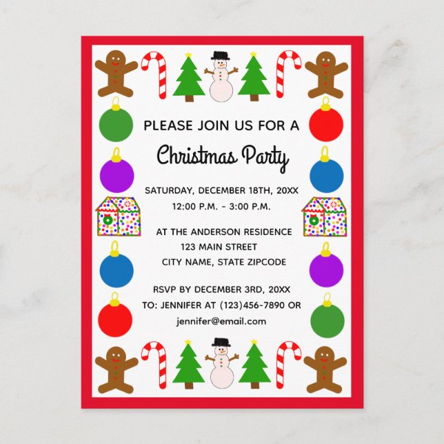 Cartão-postal de convite nº 1 do quadro de Natal (Frente)