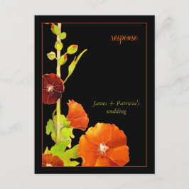 Cartão Postal De Convite Na moda Hollyhock Floral Wedding RSVP