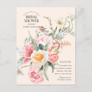 Cartão Postal De Convite Na moda invi de jardim floral de aquarelas quic mo