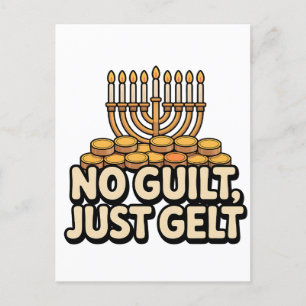 Cartão Postal De Convite Não Culpa, Apenas Dinheiro de Hanukkah Divertido J