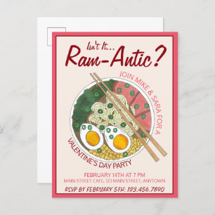 Cartão Postal De Convite Não é Ram-antico Ramen do Dia de os namorados Româ
