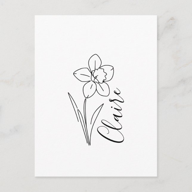 Cartão Postal De Convite Narciso de março Flor de Nascimento Personalizada (Frente)