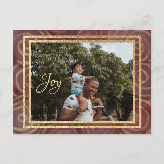 Cartão Postal De Convite Natal Carmesim e Dourado (Frente)