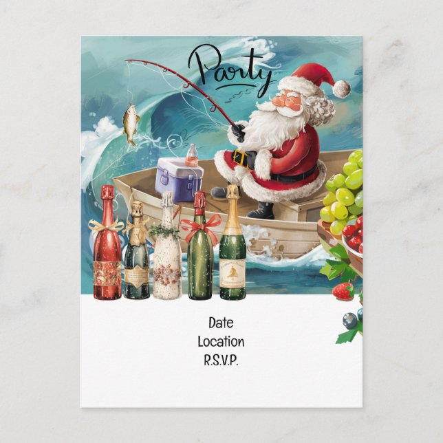 Cartão Postal De Convite Natal com o Papai Noel (Frente)