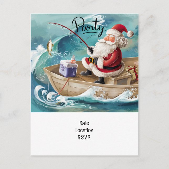Cartão Postal De Convite Natal com o Papai Noel (Frente)