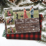 Cartão Postal De Convite Natal da Colagem de Fotos de Mason Jar, na Rússia<br><div class="desc">Celebre o Natal com este cartão de colagem rústico em celeiro de 4 fotos. A tipografia escrita à mão e as luzes de cordas com frascos-pedras com o calor perfeito e a vibração country fazem deste cartões de natal uma escolha excelente para a família e os amigos. A parte de...</div>