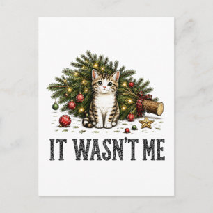 Cartão Postal De Convite Natal de Gato Engraçado Não Fui Eu