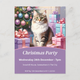 Cartão Postal De Convite Natal do Gato