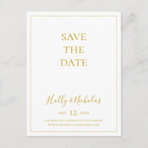 Cartão Postal De Convite Natal simples   White Save The Date Postcard