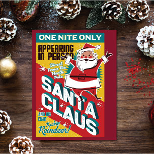 Cartão Postal De Convite Natal Uma Noite Só Papai Noel em Pessoa