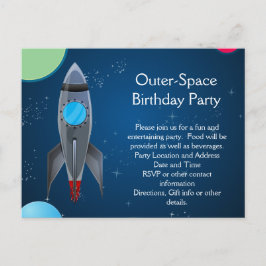 Cartão Postal De Convite Navio Foguete de Espaço Exterior