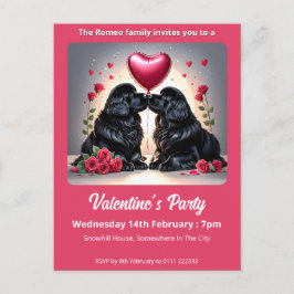 Cartão Postal De Convite Newfoundland Dog Valentine