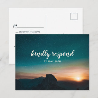 Cartão Postal De Convite Night Sky Mountain Galaxy Star Modern Wedn RSVP