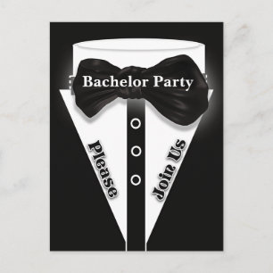 Cartão Postal De Convite Noite de rapazes solteiros de smoking