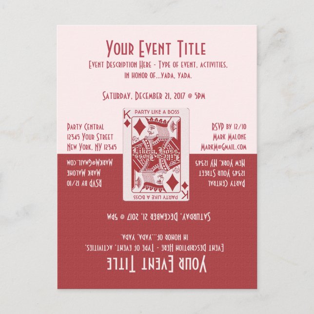 Cartão Postal De Convite Noite Divertida de Jogos e Festa (Frente)