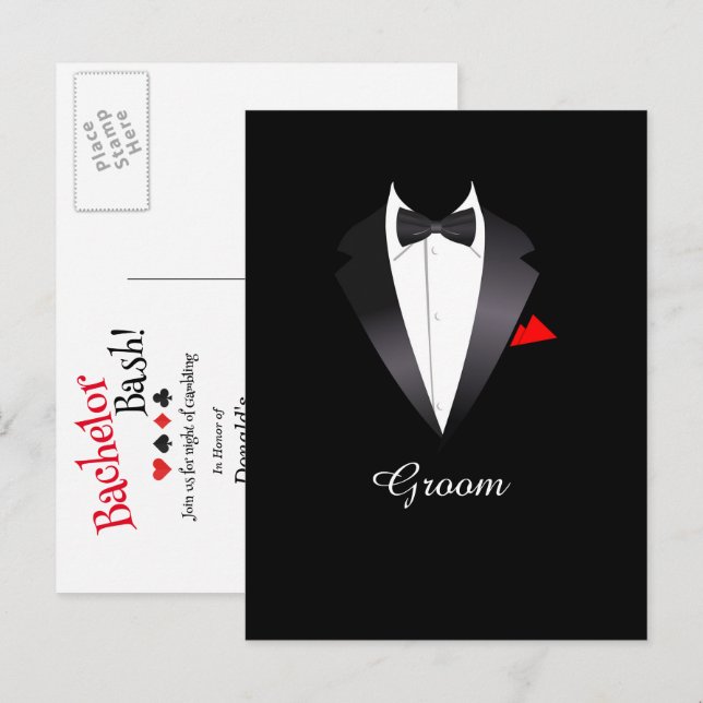 Cartão Postal De Convite Noite do Casino do Partido Bachelor (Frente/Verso)