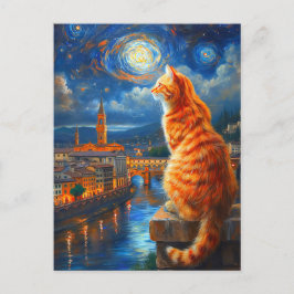 Cartão Postal De Convite Noite Estrelada Sobre Florença | Arte de Gato Geng