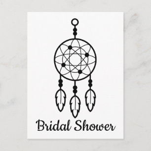 Cartão Postal De Convite Noiva Tribal Chuva de Casamento Dreamcatcher Boho