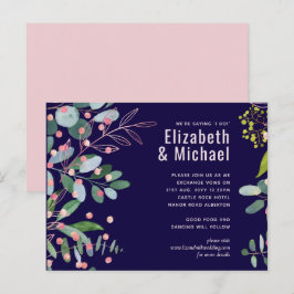 Cartão Postal De Convite Noiva Verde Rosa Moderno Casamento