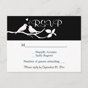 Cartão Postal De Convite Noivos de Casamento em Preto e Branco RSVP Festa d