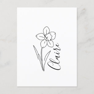 Cartão Postal De Convite Nome personalizado Narciso de Março Flor de Nascim